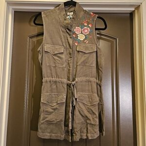 NWT Kyla Seo Embroidered Drawstring Waist Vest, Olive Green - Size Medium